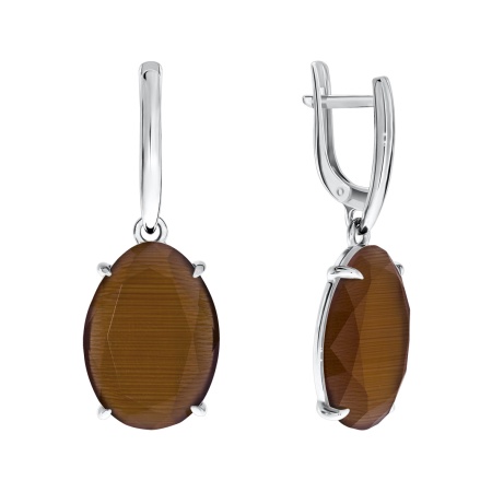 Серьги из серебра с кошачий глазами