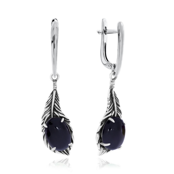 Серьги из серебра с агатом