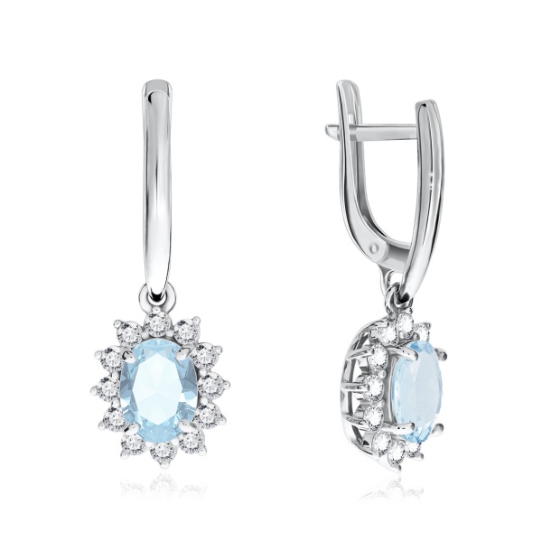 Серьги из серебра с фианитом