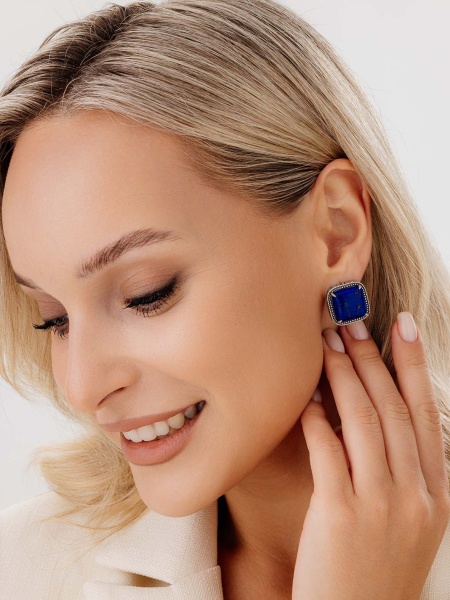 Серьги из серебра с лазуритами в ювелирном интернет-магазине