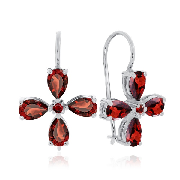 Серьги из серебра с гранатом со скидкой