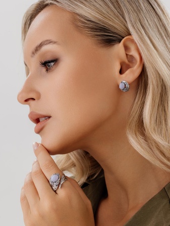 Серьги из серебра с агатами