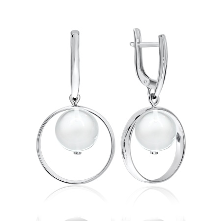 Серьги из серебра с хрусталём 2340521026-1 от KRASNOE, металл Серебро, вставка Горный хрусталь