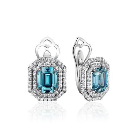 Серьги из золота с цирконом и бриллиантами