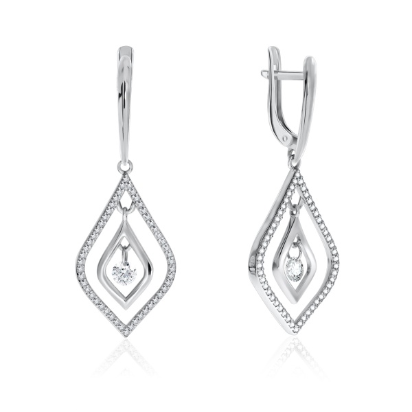 Серьги из серебра с фианитами 2340200775л от KRASNOE, металл Серебро, вставка Фианит