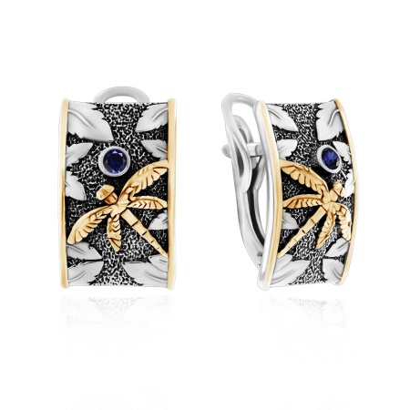 Серьги из серебра с корундом