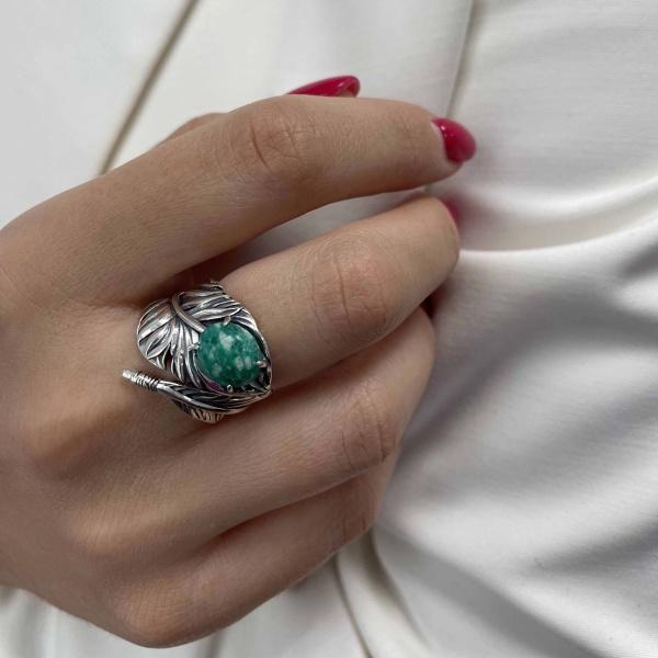 Купить кольцо из серебра с амазонитом в интернет-магазине KRASNOE