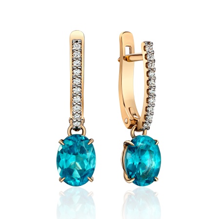 Серьги из золота с апатитами и бриллиантами