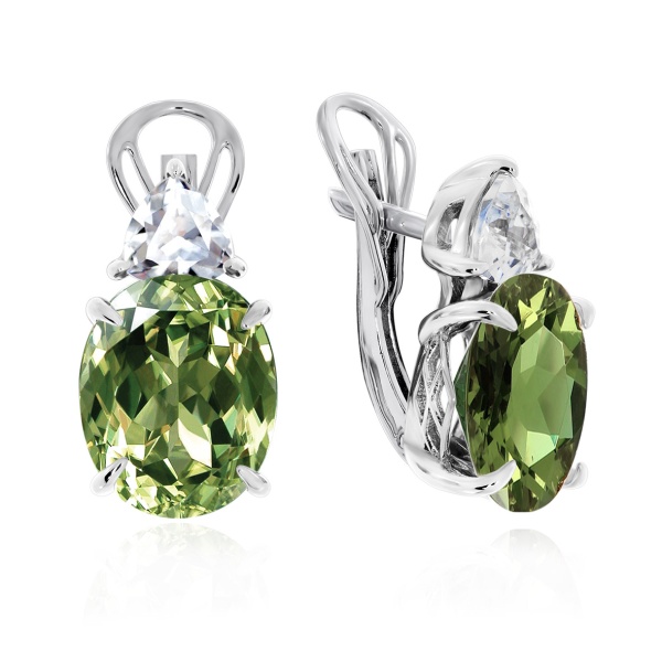 Серьги из серебра с кристаллом ювелирным