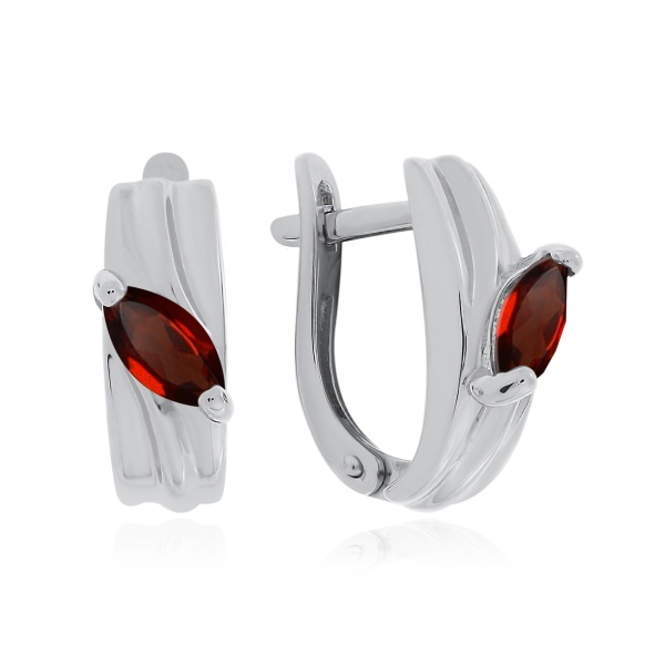 Серьги из серебра с гранатами 2340151673 от KRASNOE, металл Серебро, вставка Гранат