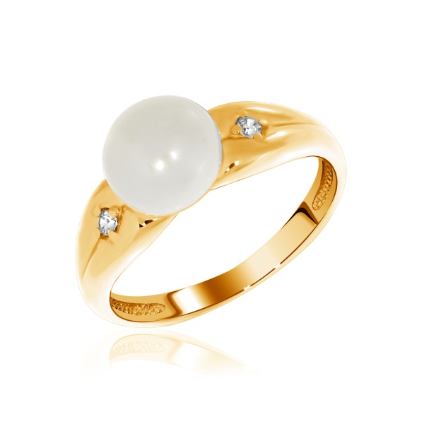 Кольцо из серебра с жемчугом, жемчугами и фианитами со скидкой