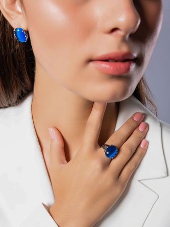 Серьги из серебра с кошачим глазом