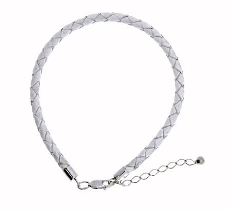 Браслет из серебра с шнур кожаныйом