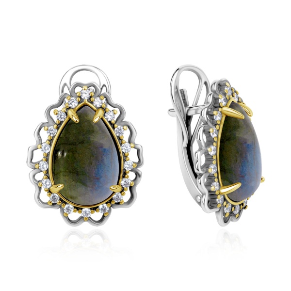 Серьги из серебра с лабрадоритом