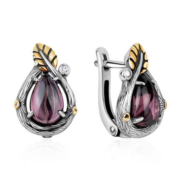 Серьги из серебра с фианитом