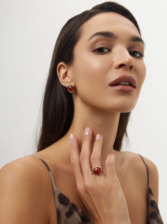 Серьги из серебра с сердоликами 2340681829 от KRASNOE, металл Серебро, вставка Сердолик