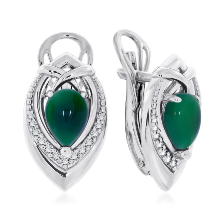 Серьги из серебра с агатами и фианитами 2340390948-60 от KRASNOE, металл Серебро, вставка Агат