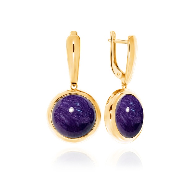 Серьги из серебра с чароитами