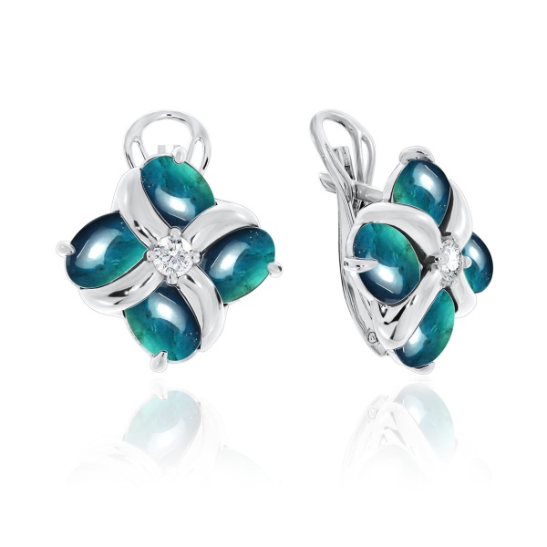 Серьги из серебра с ситаллом со скидкой