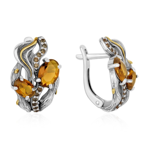 Серьги из серебра с ситаллами