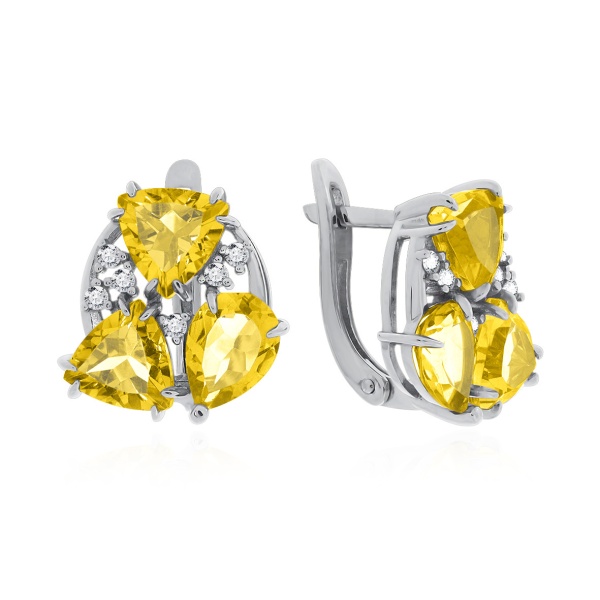 Серьги из серебра с цитрином со скидкой