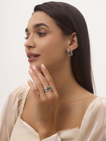 Серьги из серебра с авантюрином 2317361754-1-60 от KRASNOE, металл Серебро, вставка Авантюрин Натур.