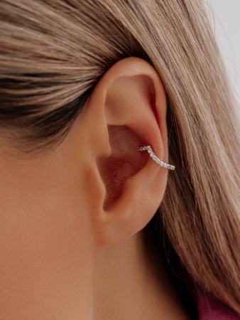 Кафф из серебра с фианитом