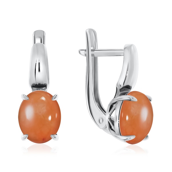 Серьги из серебра с халцедонами со скидкой