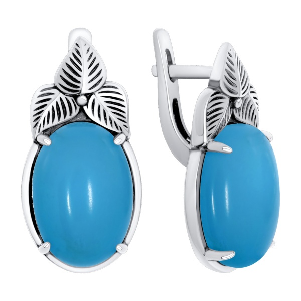 Серьги из серебра с бирюзой 2310Б25748 от KRASNOE, металл Серебро, вставка Бирюза i