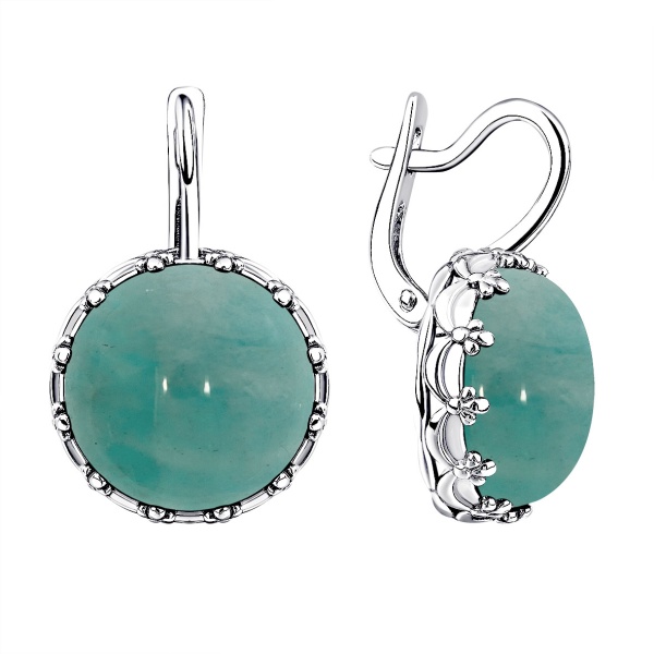 Серьги из серебра с амазонитами со скидкой