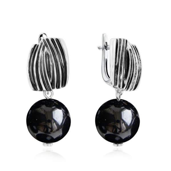 Серьги из серебра с агатом