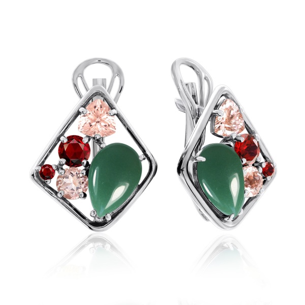 Серьги из серебра с авантюрином