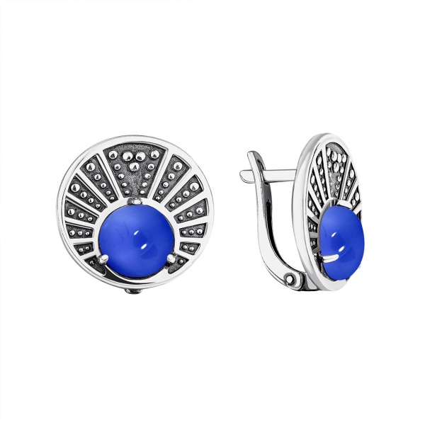 Серьги из серебра с халцедонами со скидкой