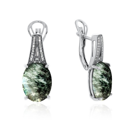 Серьги из серебра с серафинитом 2340923537л от KRASNOE, металл Серебро, вставка Серафинит