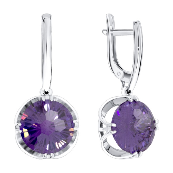Серьги из серебра с фианитом
