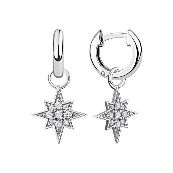 Серьги из серебра с фианитом