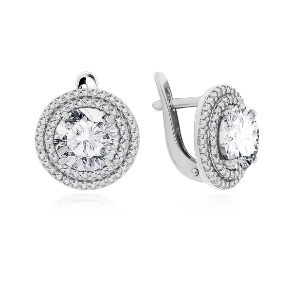 Серьги из серебра с фианитами 2340201561л от KRASNOE, металл Серебро, вставка Фианит