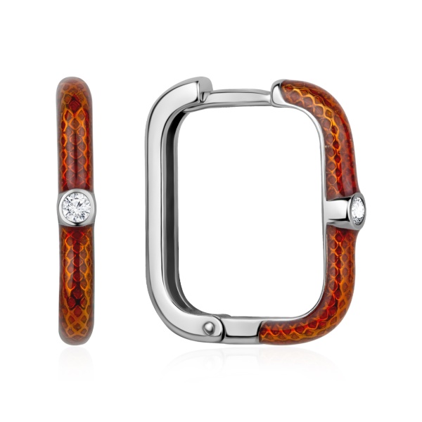 Серьги из серебра с эмалью и фианитами в ювелирном интернет-магазине