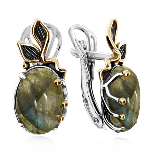 Серьги из серебра с лабрадоритом