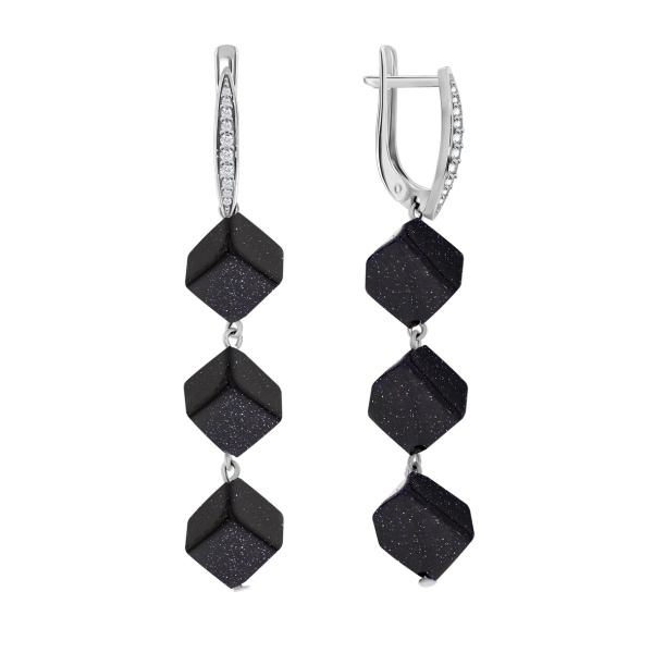 Серьги из серебра с авантюрином 2340360323л от KRASNOE, металл Серебро, вставка Авантюрин Синт.