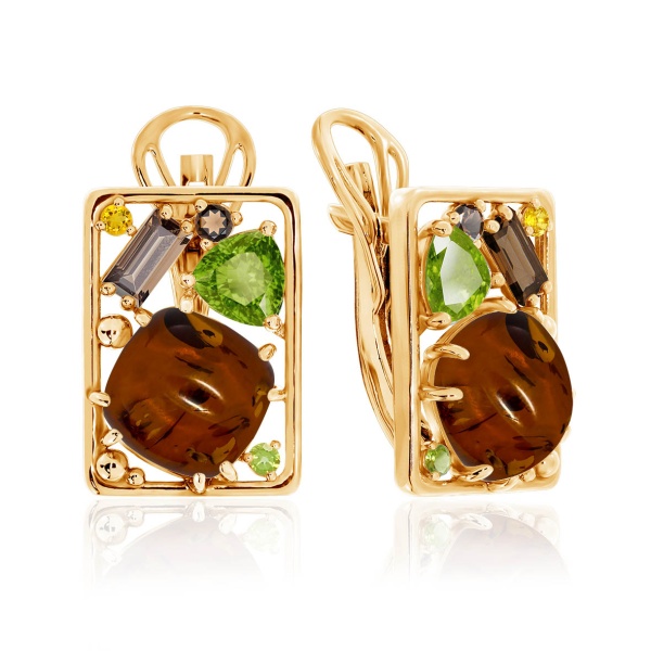 Серьги из серебра с янтарем