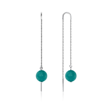 Серьги из серебра с агатами 2340650710-2-77 от KRASNOE, металл Серебро, вставка Жад