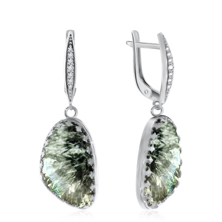 Серьги из серебра с серафинитами 2340924216 от KRASNOE, металл Серебро, вставка Серафинит