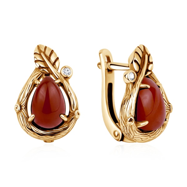 Серьги из серебра с агатом со скидкой