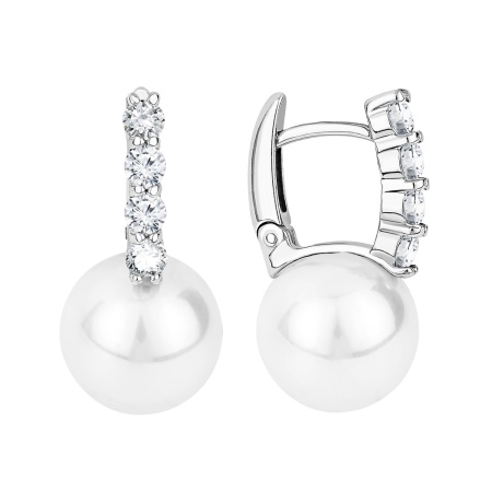 Серьги из серебра с жемчугом 2340241576 от KRASNOE, металл Серебро, вставка Жемчуг Имитация