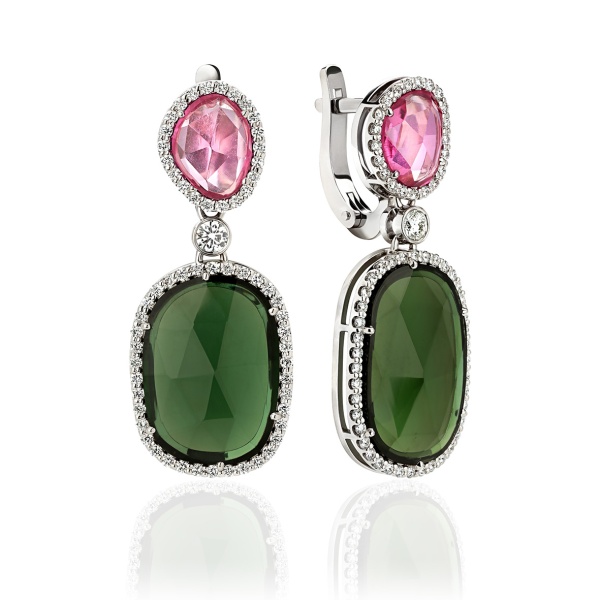 Серьги из золота с турмалинами и бриллиантами color splender