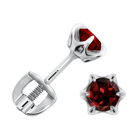 Пусеты из серебра с гранатами