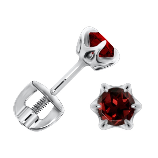 Пусеты из серебра с гранатами