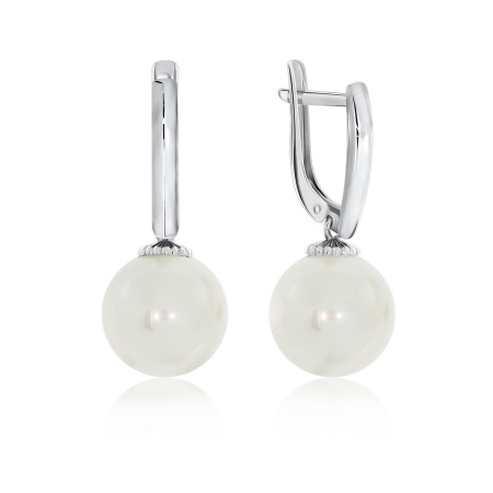 Серьги из серебра с жемчугом 2340240833 от KRASNOE, металл Серебро, вставка Жемчуг Имитация
