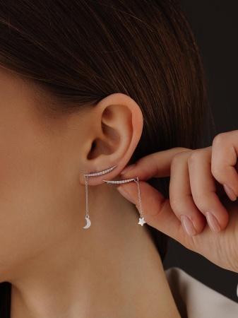 Серьги из серебра с фианитами 2340204903л-4-9 от KRASNOE, металл Серебро, вставка Фианит